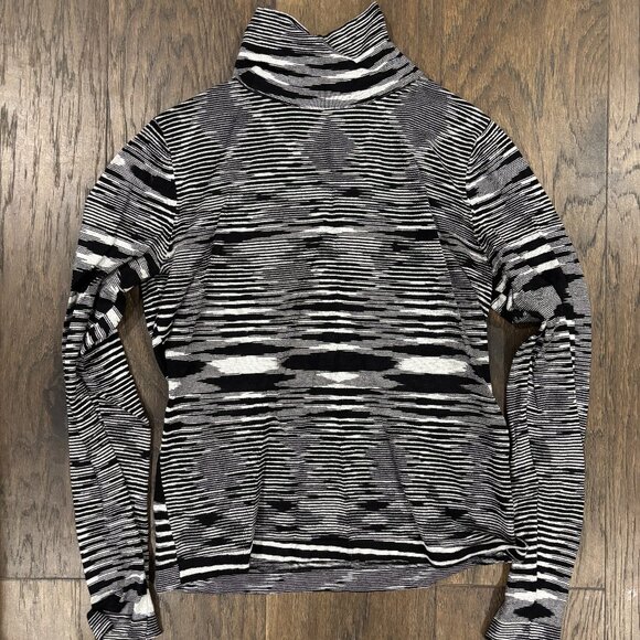 Fame Sweaters - Striped turtleneck black and white sweater size xs from fame